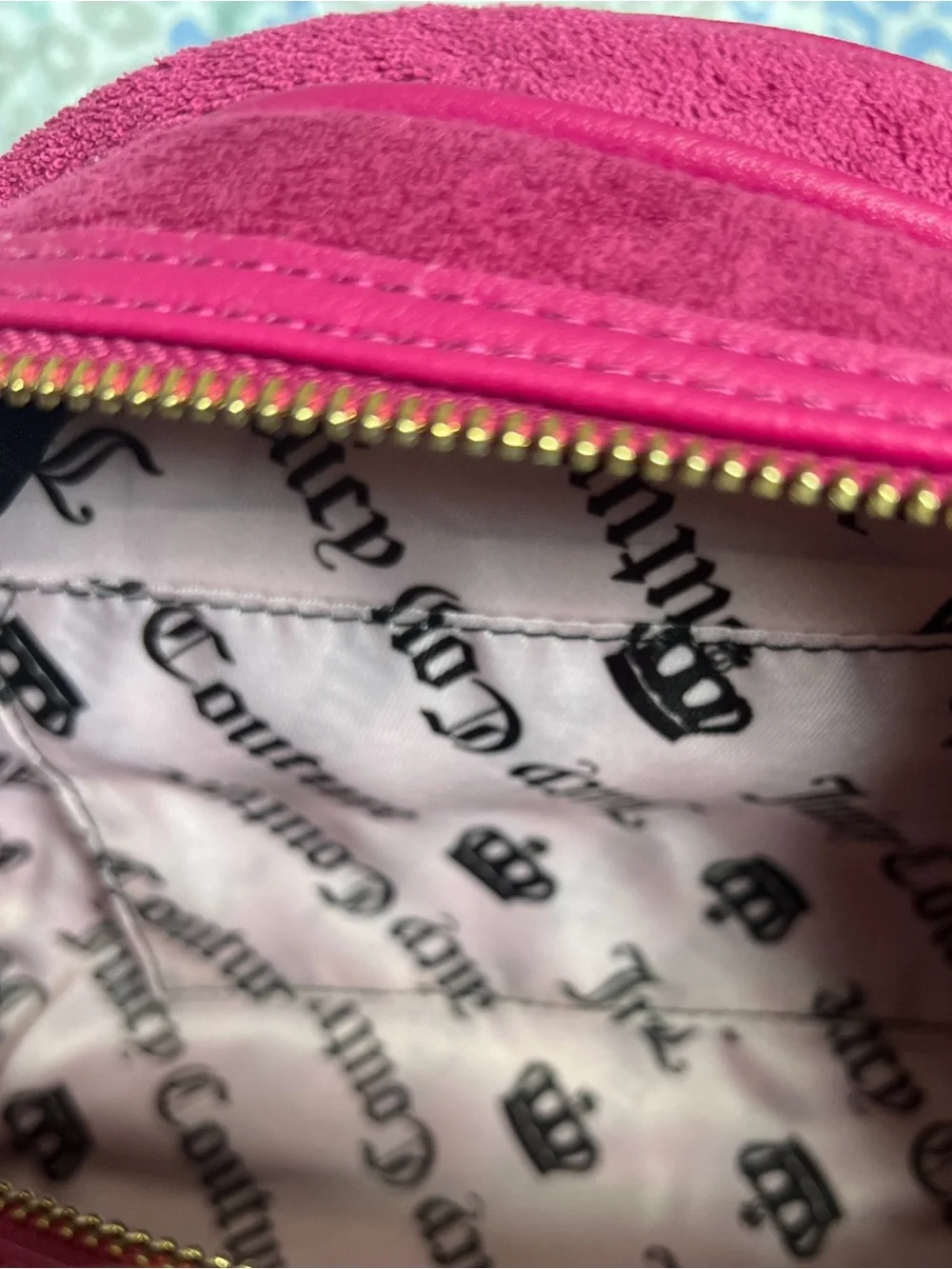 New Pink Juicy Couture Purse Juicy Angel Bowler Bag Handbag Terry Cloth Satchel